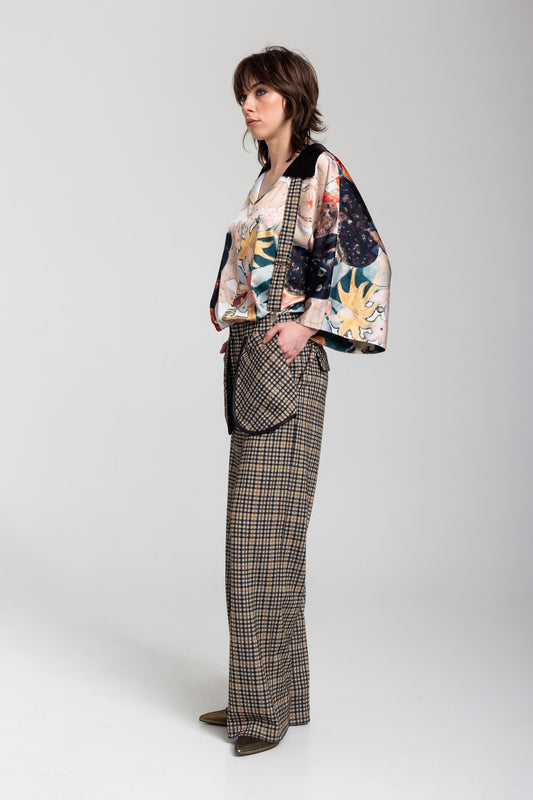 unique printed blouse with batwing sleeves