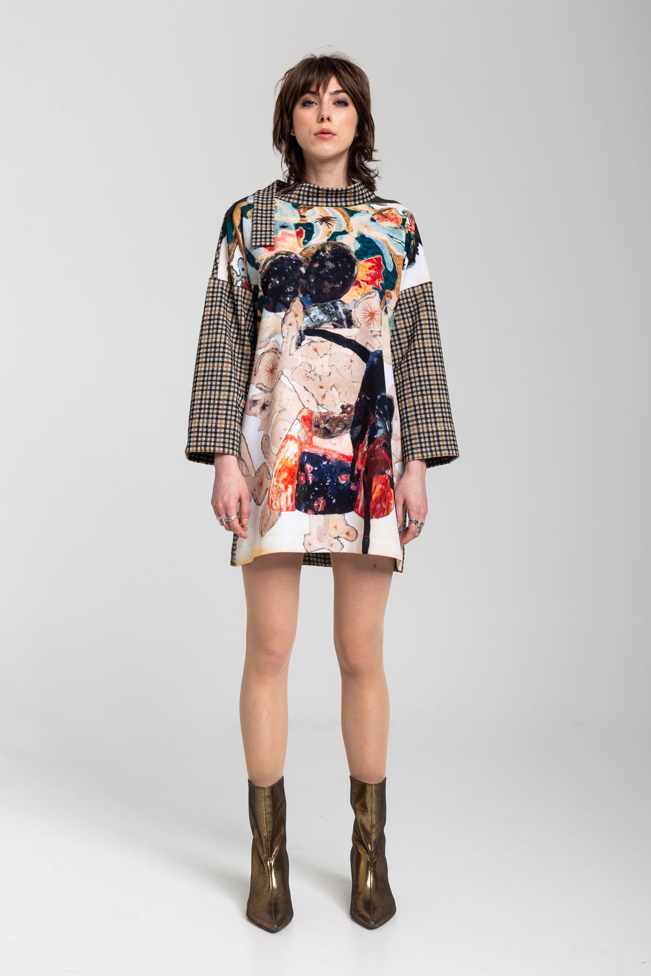 dress with unique turtleneck finish