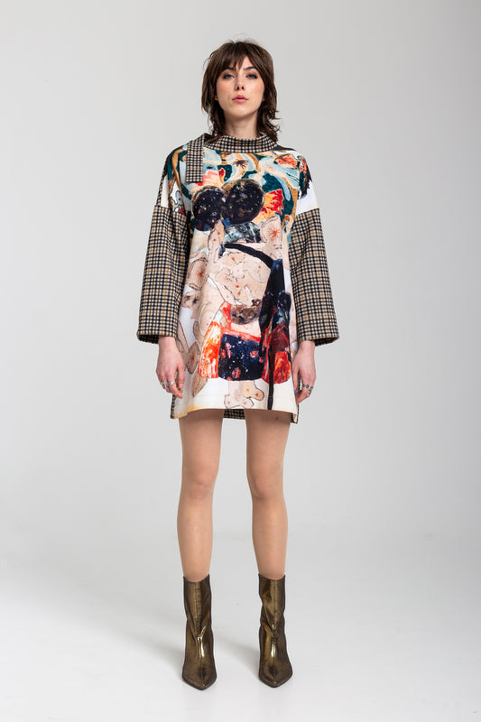 dress with unique turtleneck finish