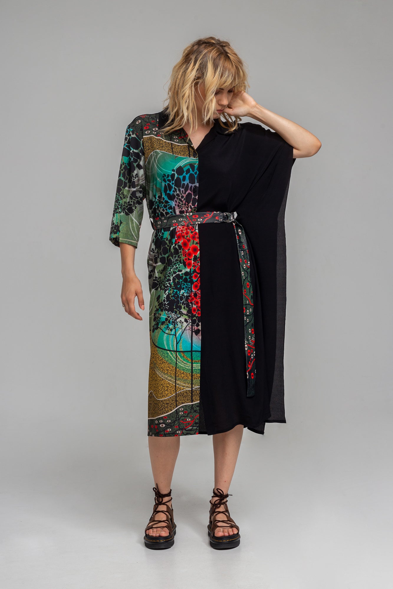 asymmetric printed shirt dress artista budapest