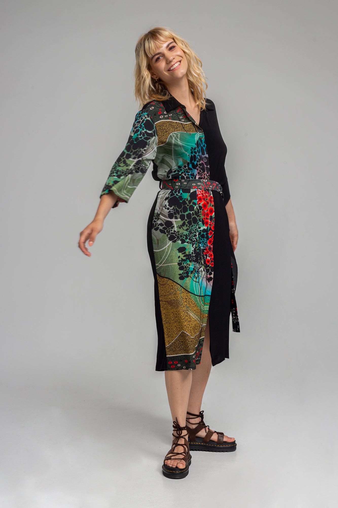 viscose blend shirt dress with button down closure artista budapest