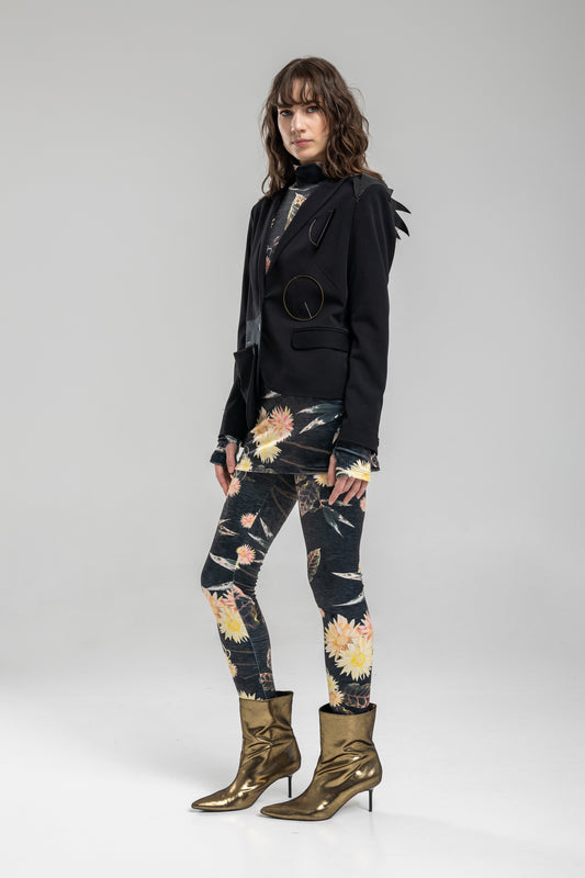 Printed velvet leggings