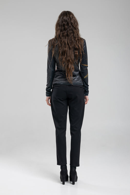 Floral top from elastic soft velvet fabric