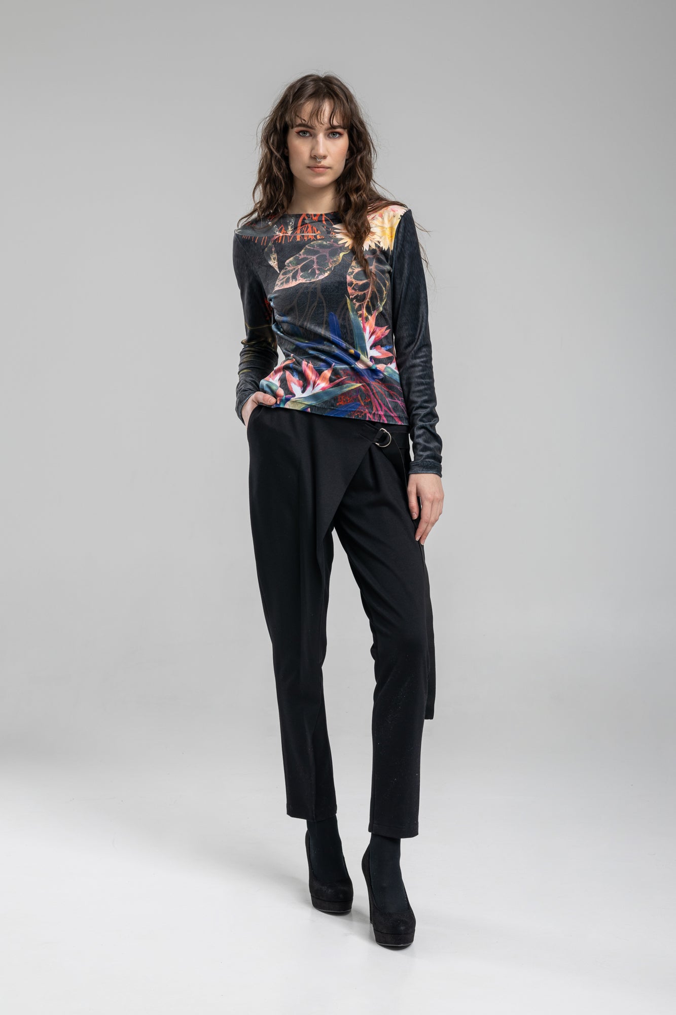 Floral top with long sleeves