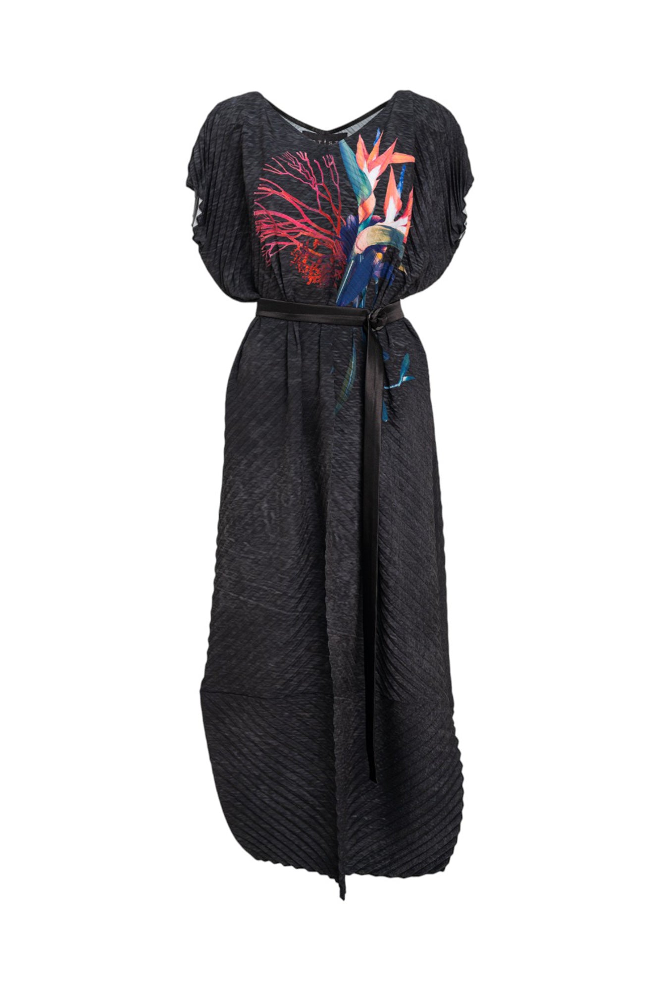 Pleated Maxi Dress with side slit