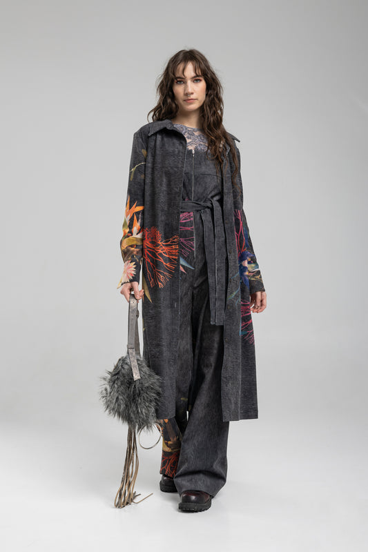 Corduroy Shirt Dress with stiff collar