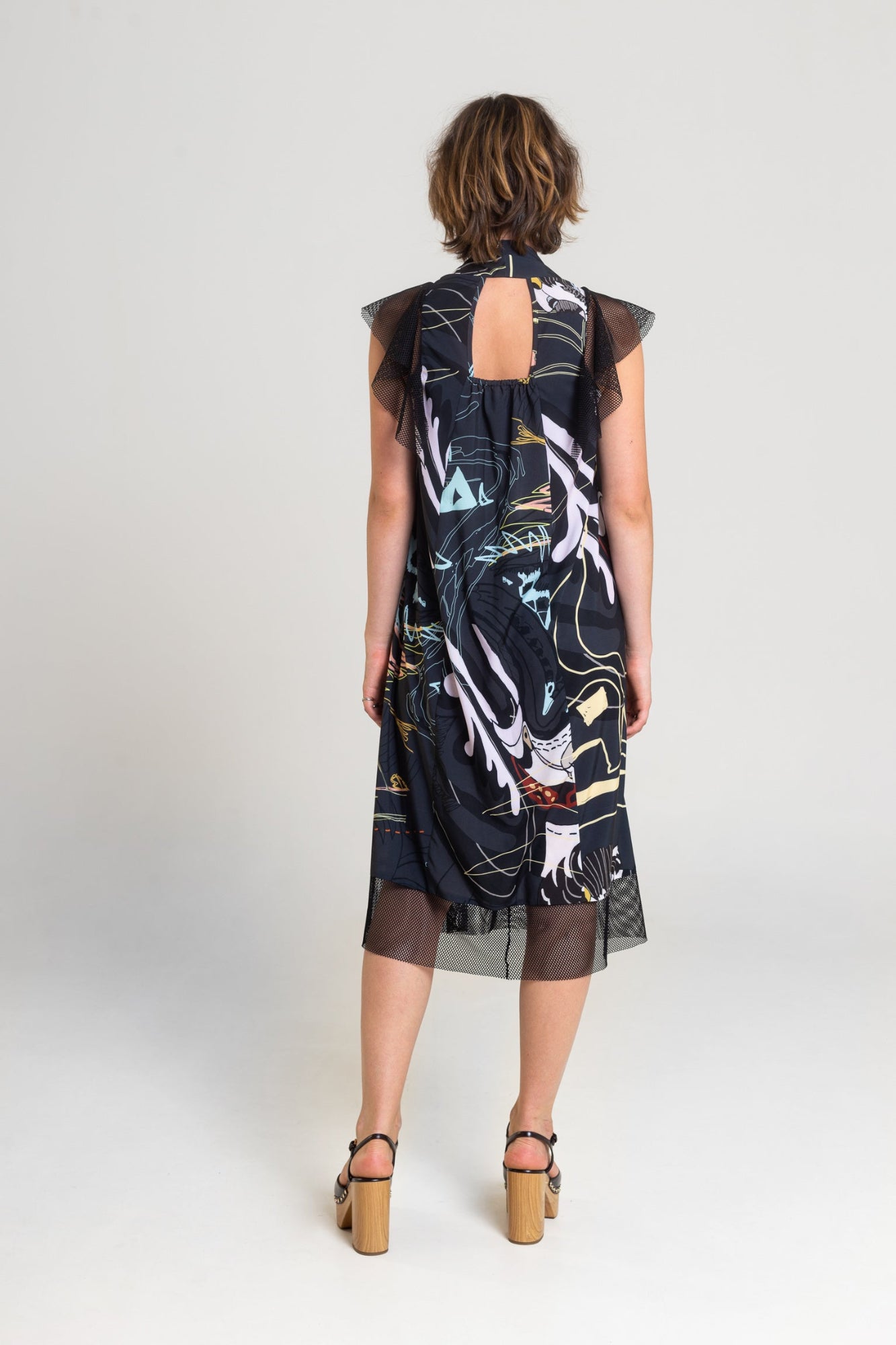 printed midi dress cutout back artista budapest