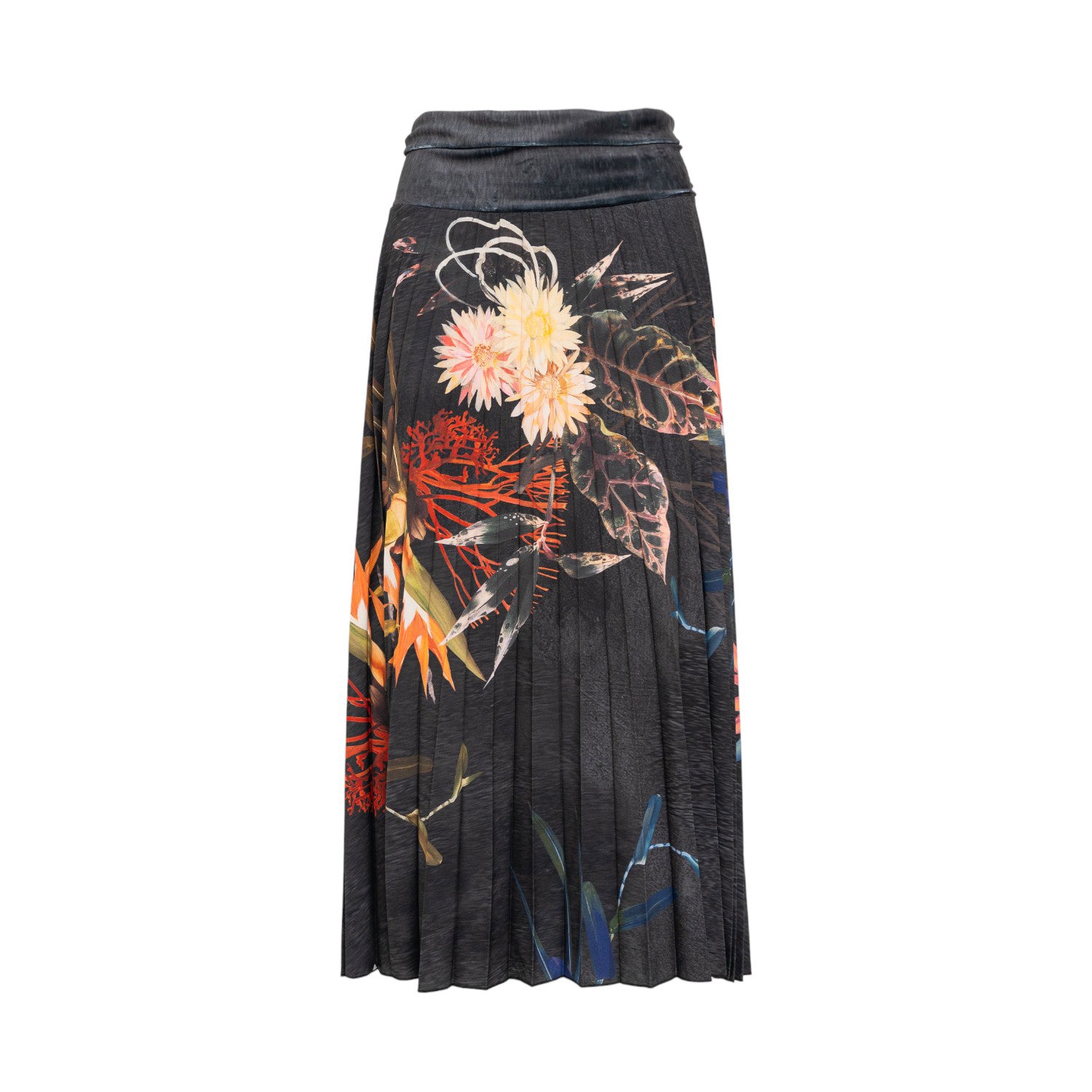 Pleated Maxi Skirt with sensitive colour prints