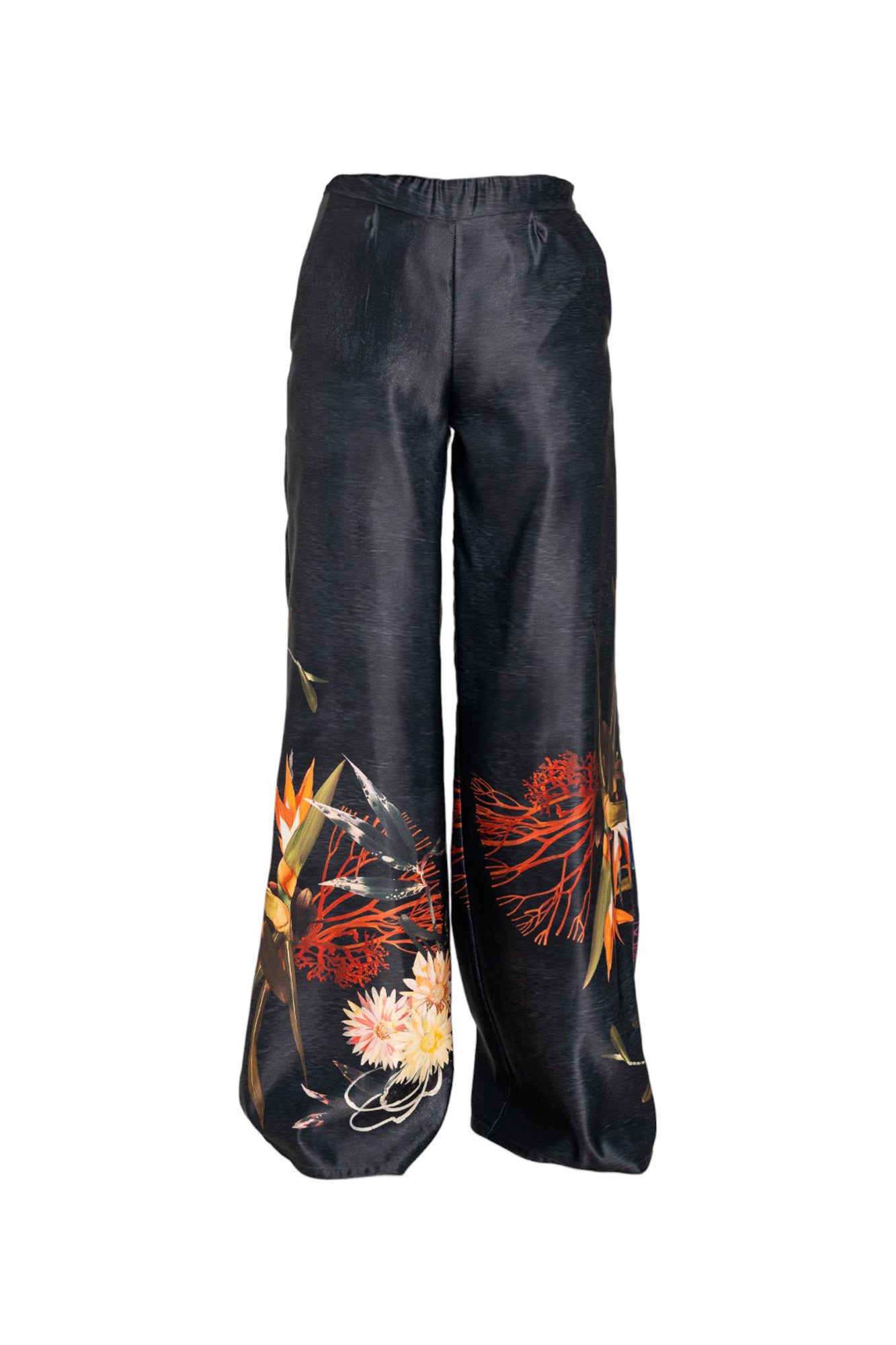 Shiny fabric palazzo pants with ide pockets