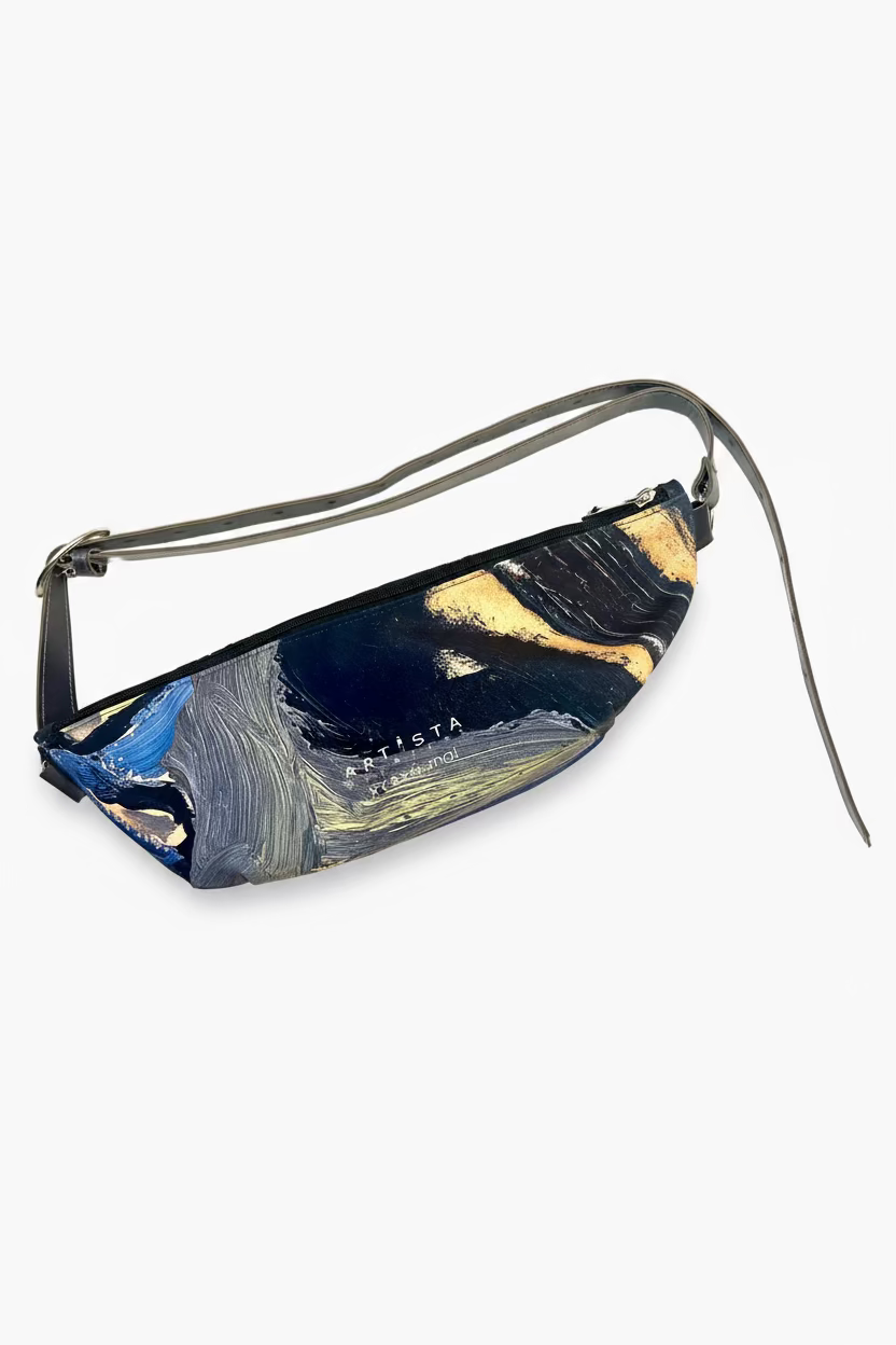 printed bum bag with adjustable leather strap Artista Budapest