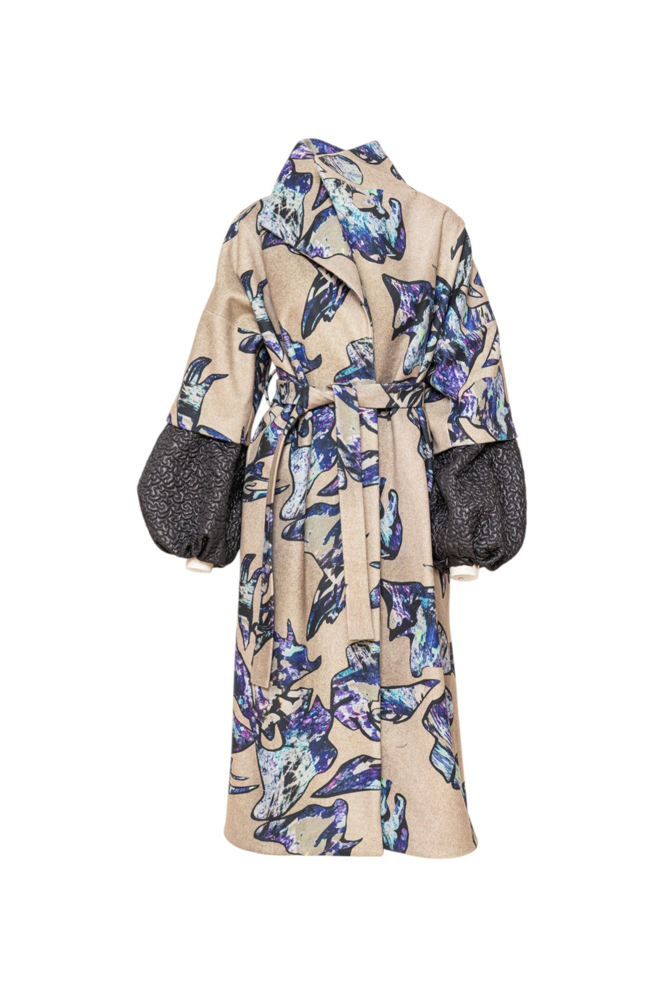 Blue Crystal Overlapped Printed Coat Artista Budapest