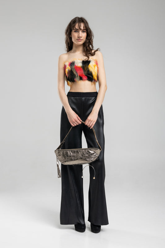 multicoloured faux fur top