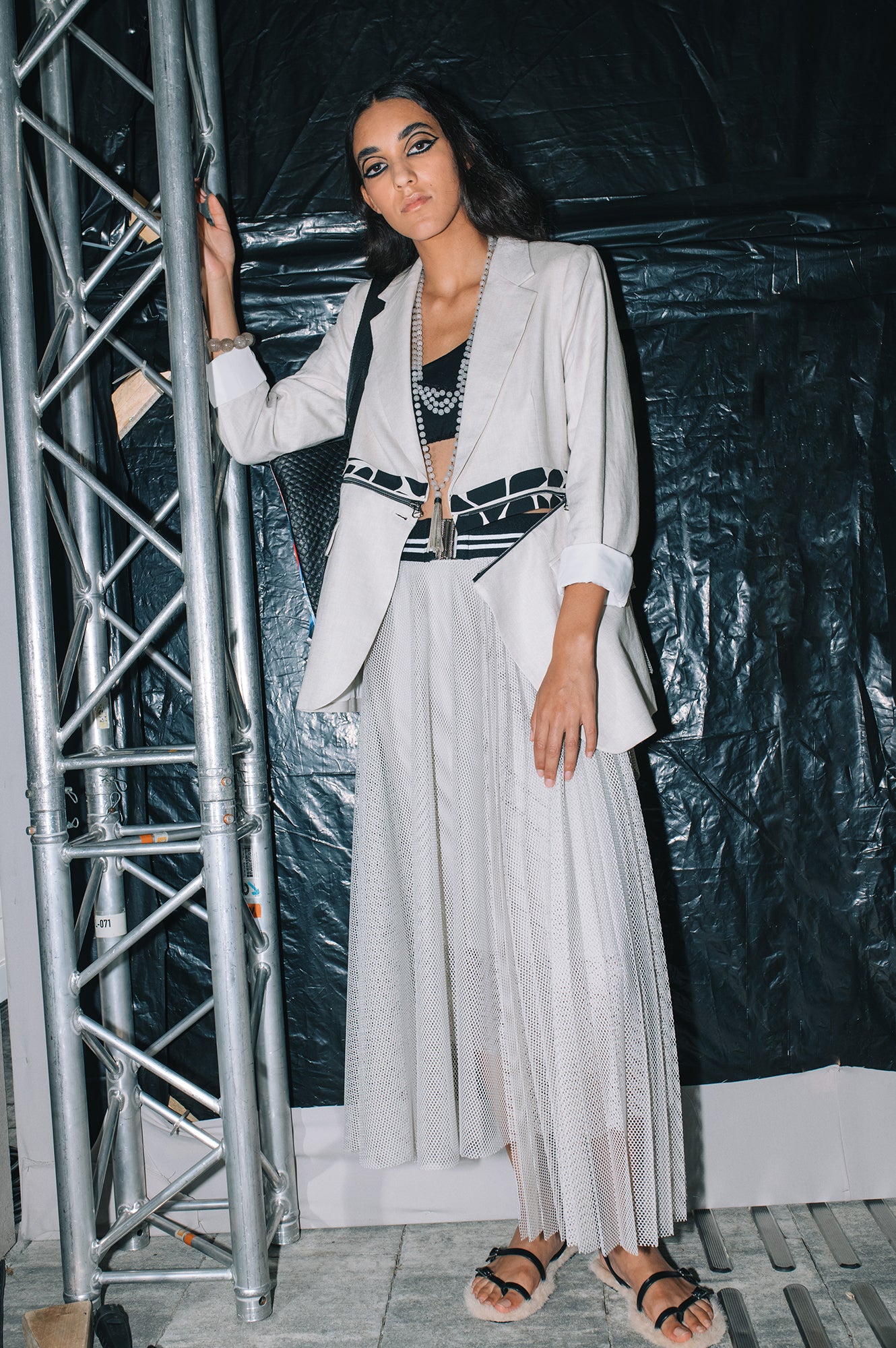 Dawn Ivory Pleated Mesh Skirt at BCEFW