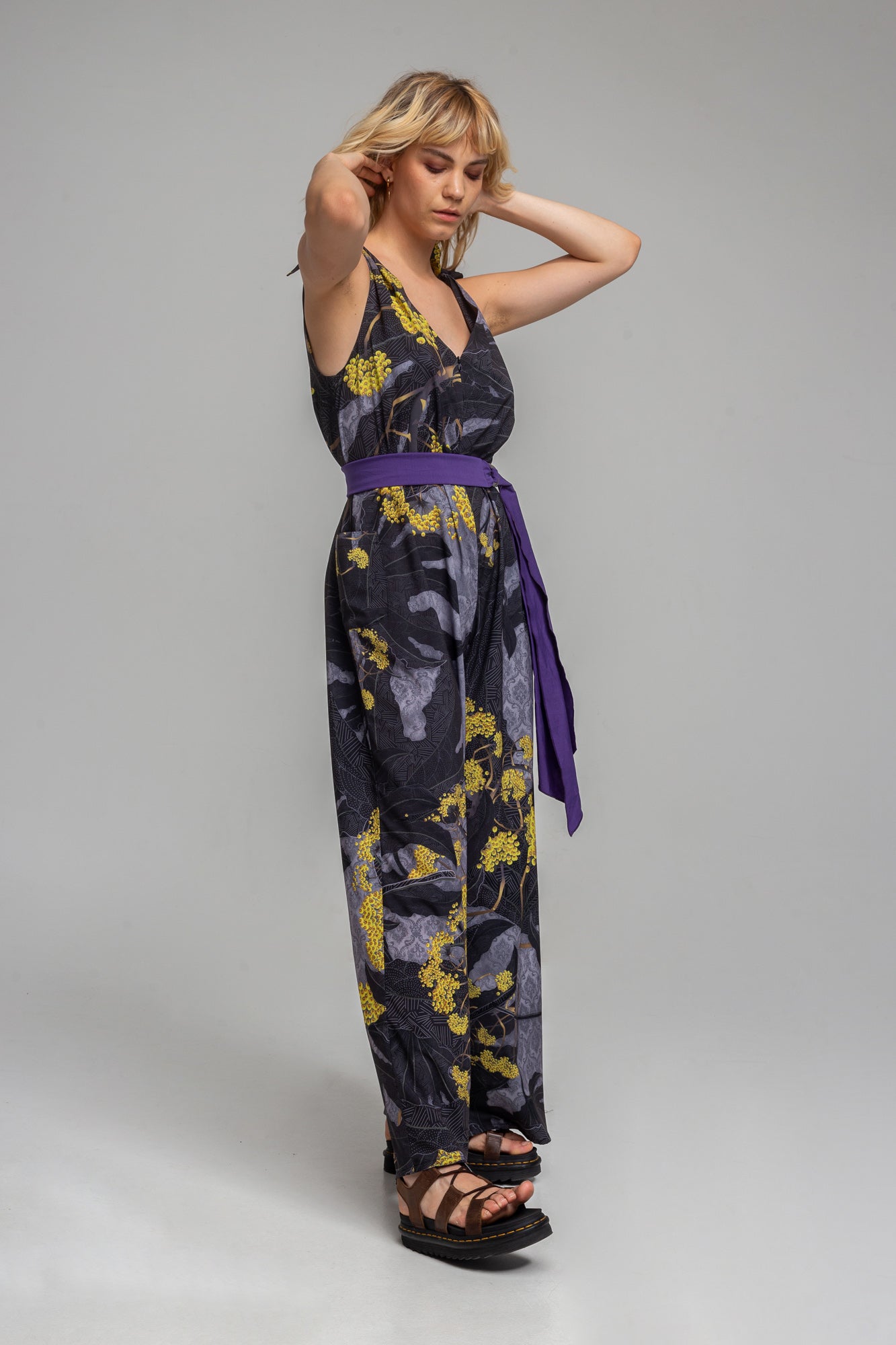 palazzo leg jumpsuit with adjustable shoulder strap artista budapest