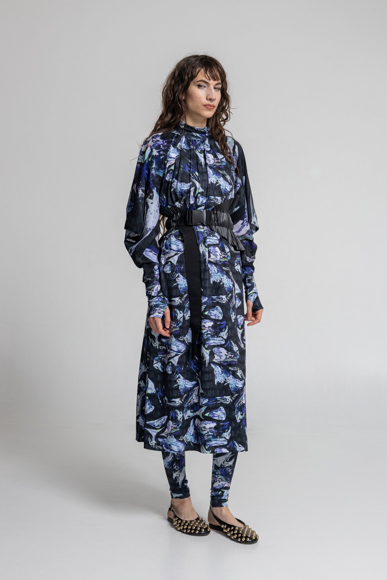 turtleneck midi dress below the knee length