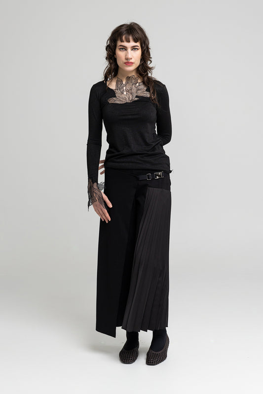 asymmetric leg culottes with buckle closing artista budapest