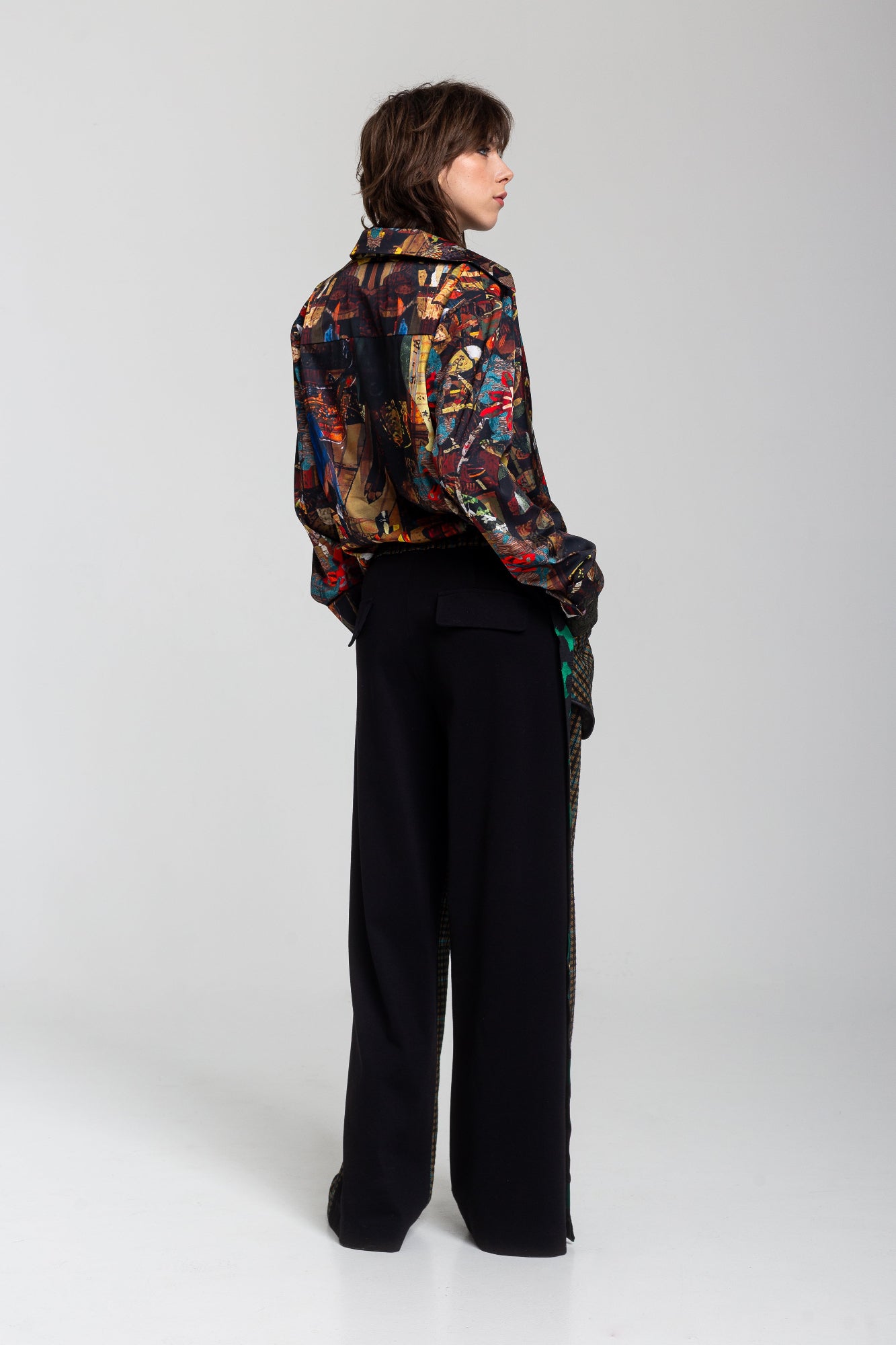 versatile checkered wide leg pants
