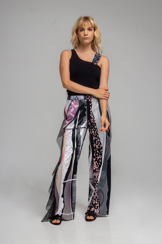 printed palazzo leg pants artista budapest