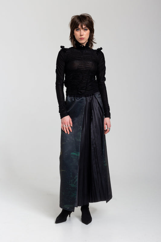 maxi skirt with pleats on front