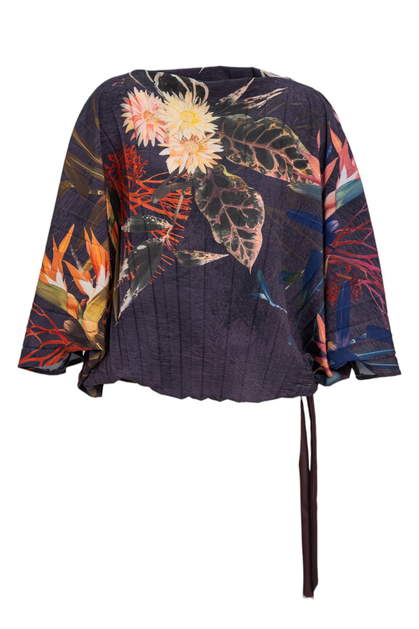 Grace Pleated Blouse with boatneck and batwing sleeves