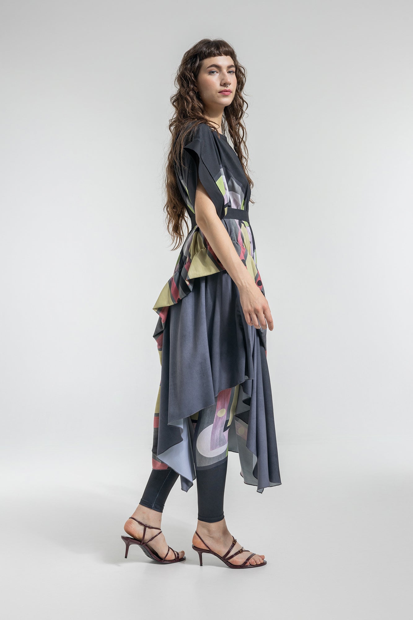 high rise printed elastic leggings