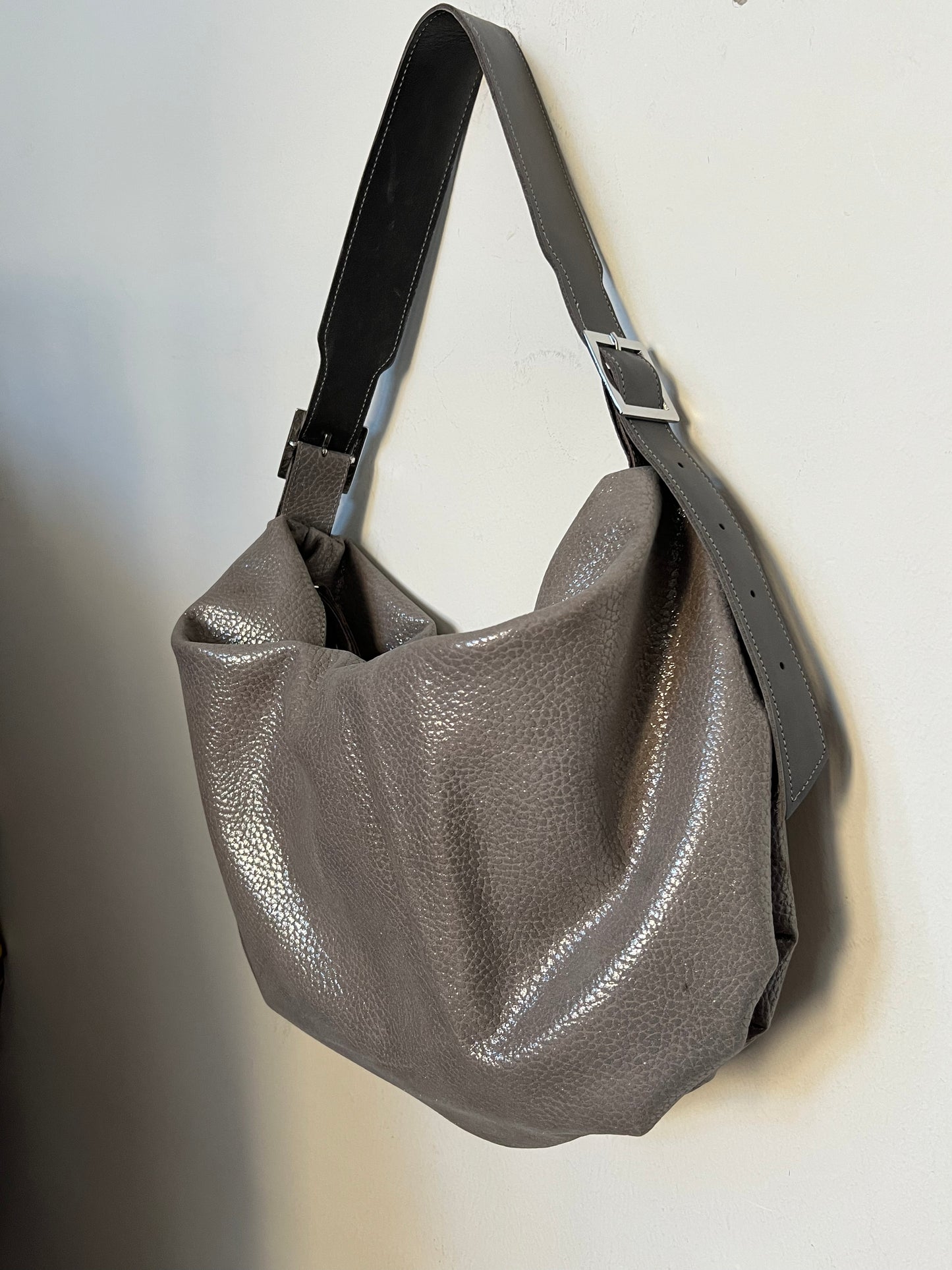 SOFT SILVER little leather bubble bag