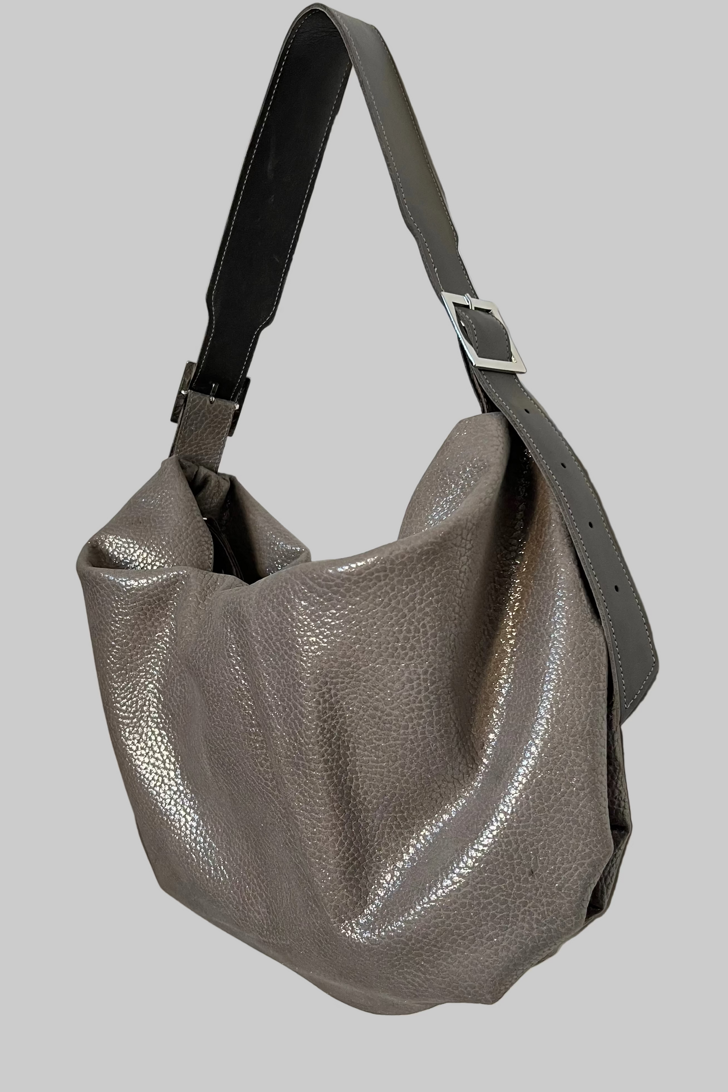 SOFT SILVER little leather bubble bag