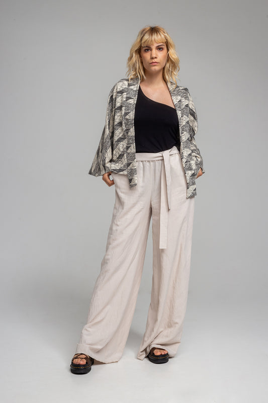 palazzo pants with decorative inset tie belt artista budapest