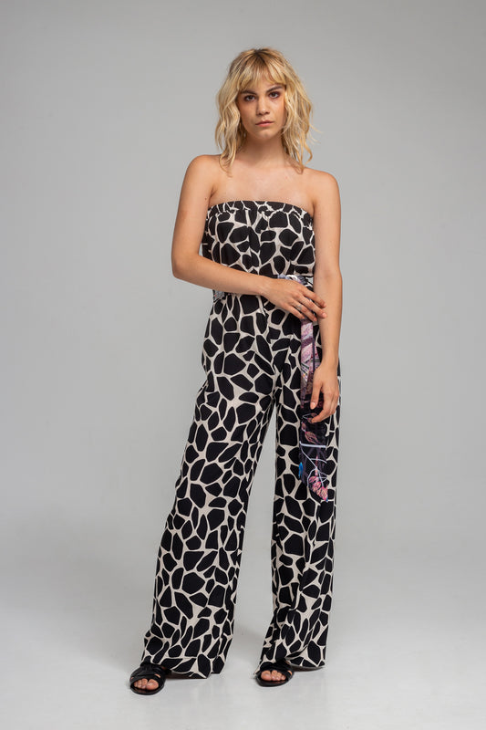 printed strapless jumpsuit artista budapest