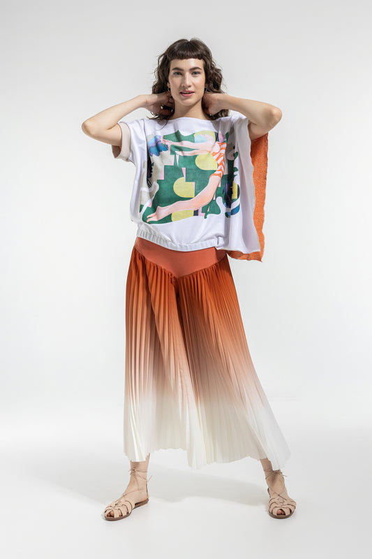 asymmetric short sleeves top