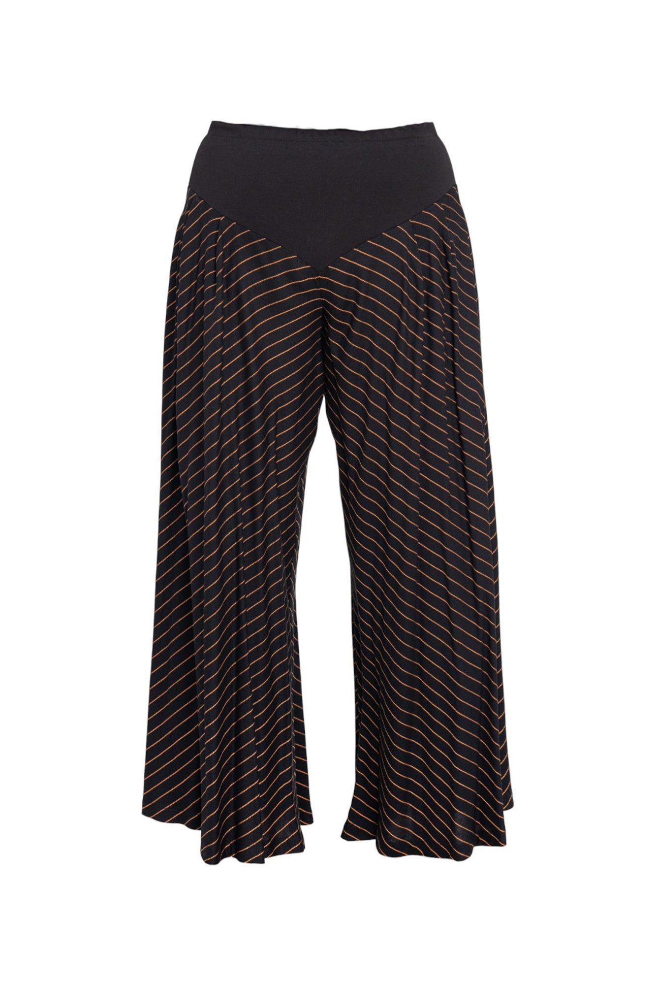 Pinstriped culottes with elastic triangle waist