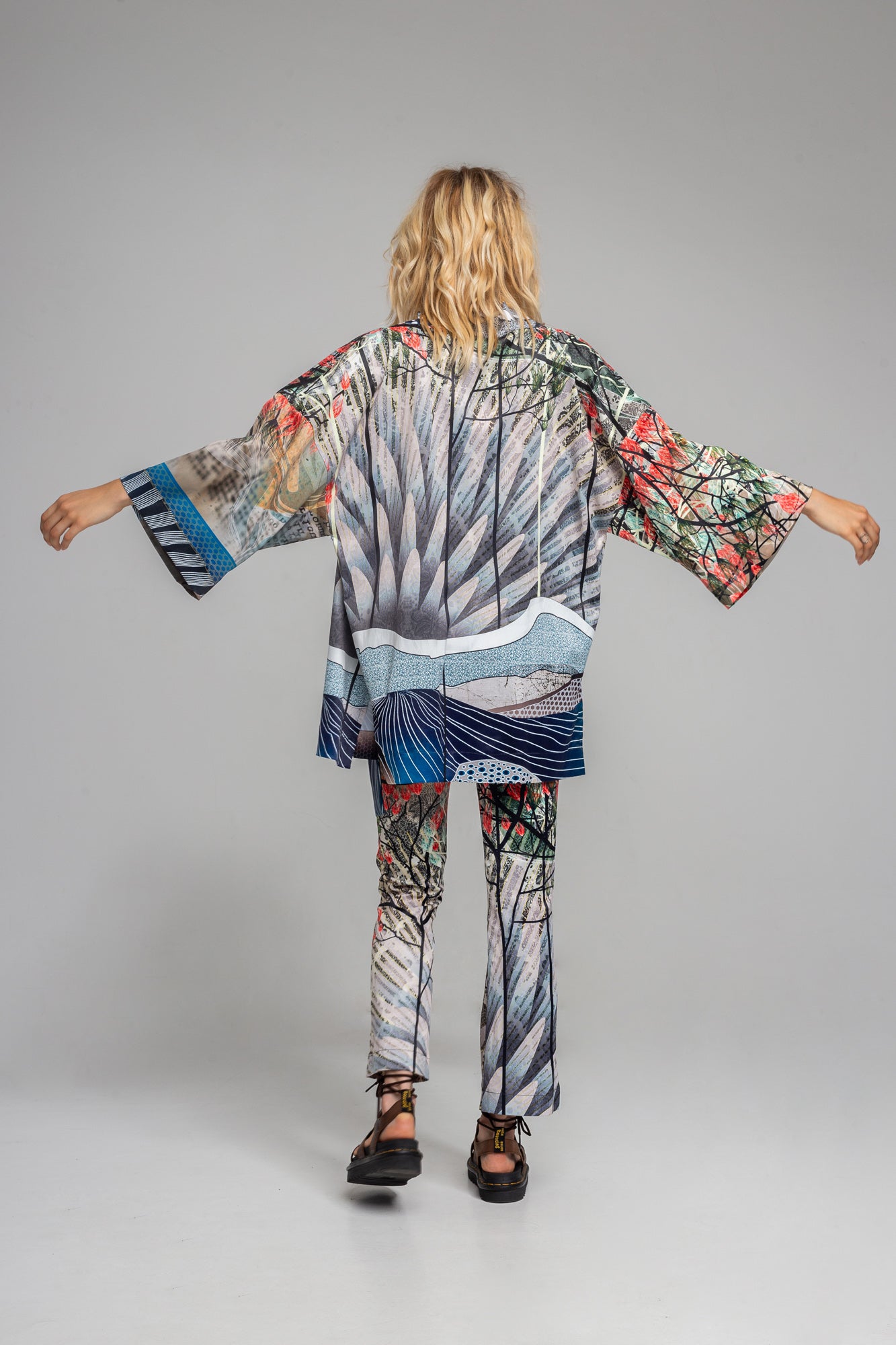 kimono style jacket with vibrant print design artista budapest