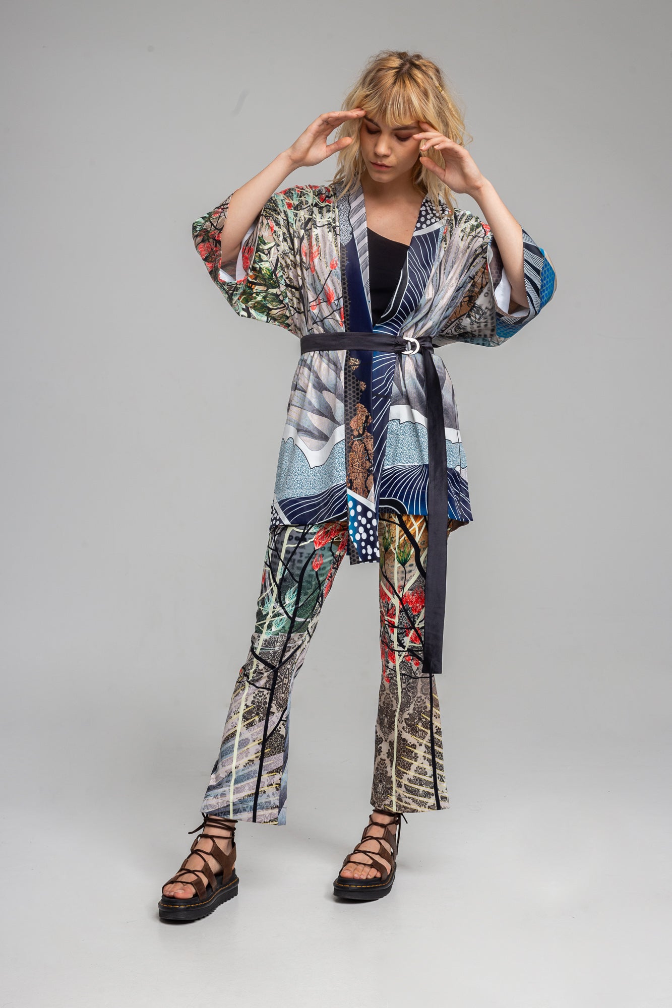 kimono style jacket with inset tie belt artista budapest