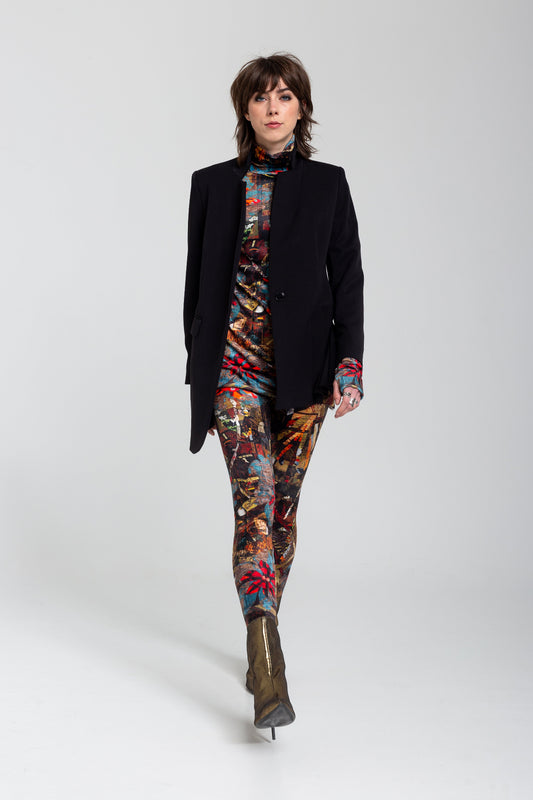 asymmetric cut blazer with one button closure