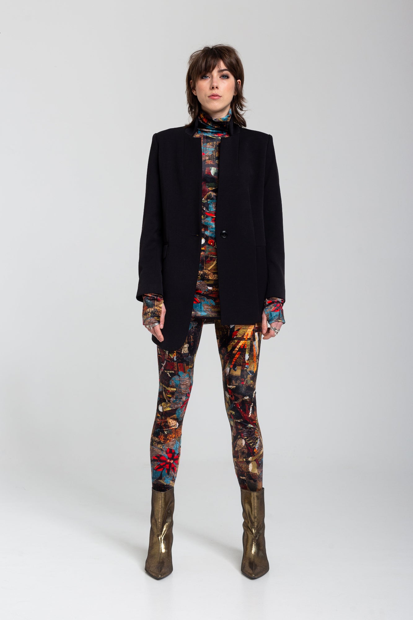black asymmetric cut blazer