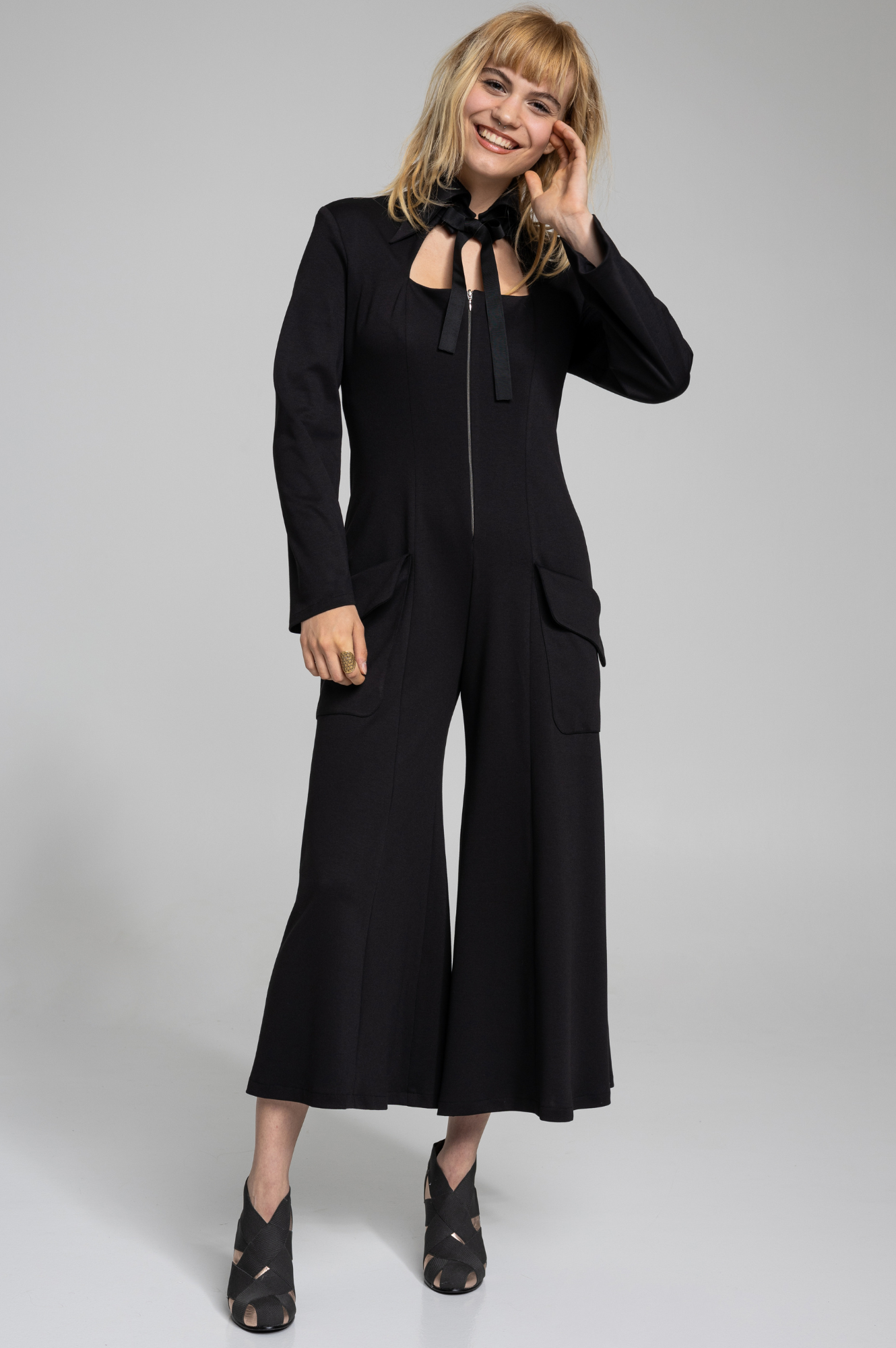 tailored black jumpsuit