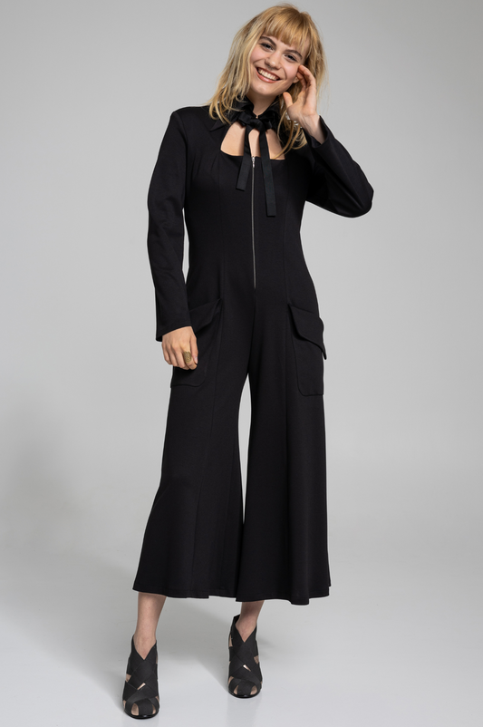 tailored black jumpsuit