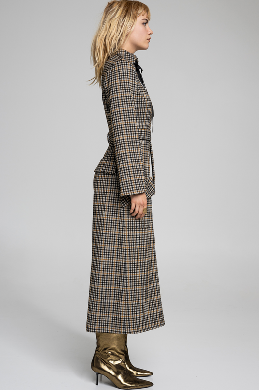 tailored jumpsuit with inset belt and zipup closure