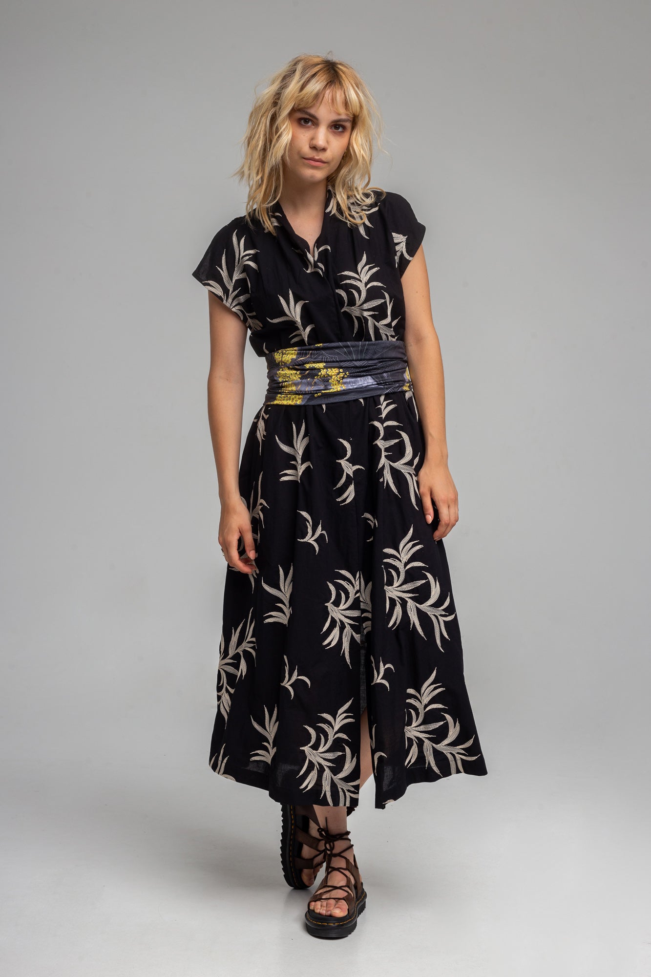 short sleeves cotton dress with vibrant printed vest artista budapest