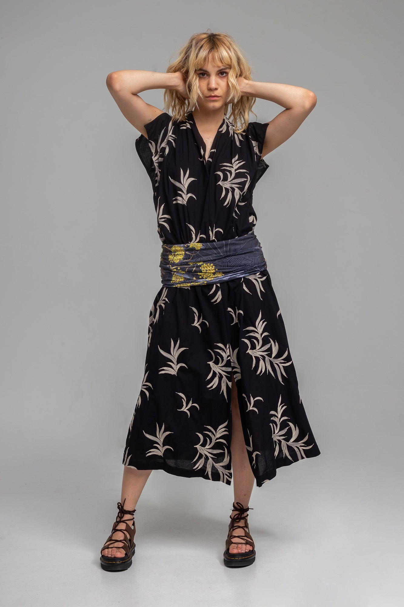 black embroidered cotton dress flattering silhouette artista budapest