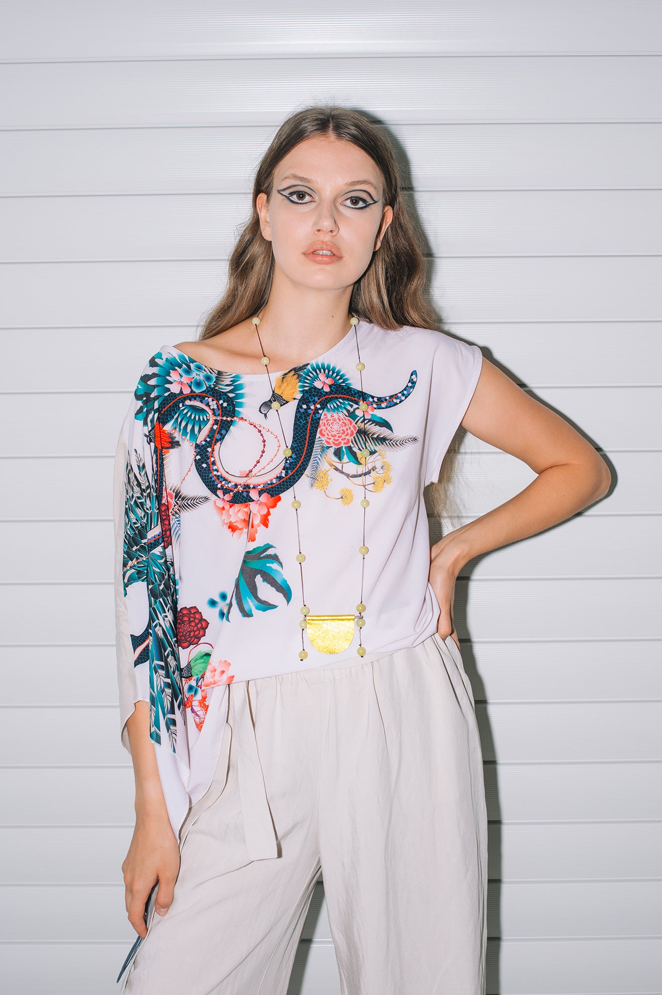 Natalie oriental printed asymmetric blouse at BCEFW artista budapest