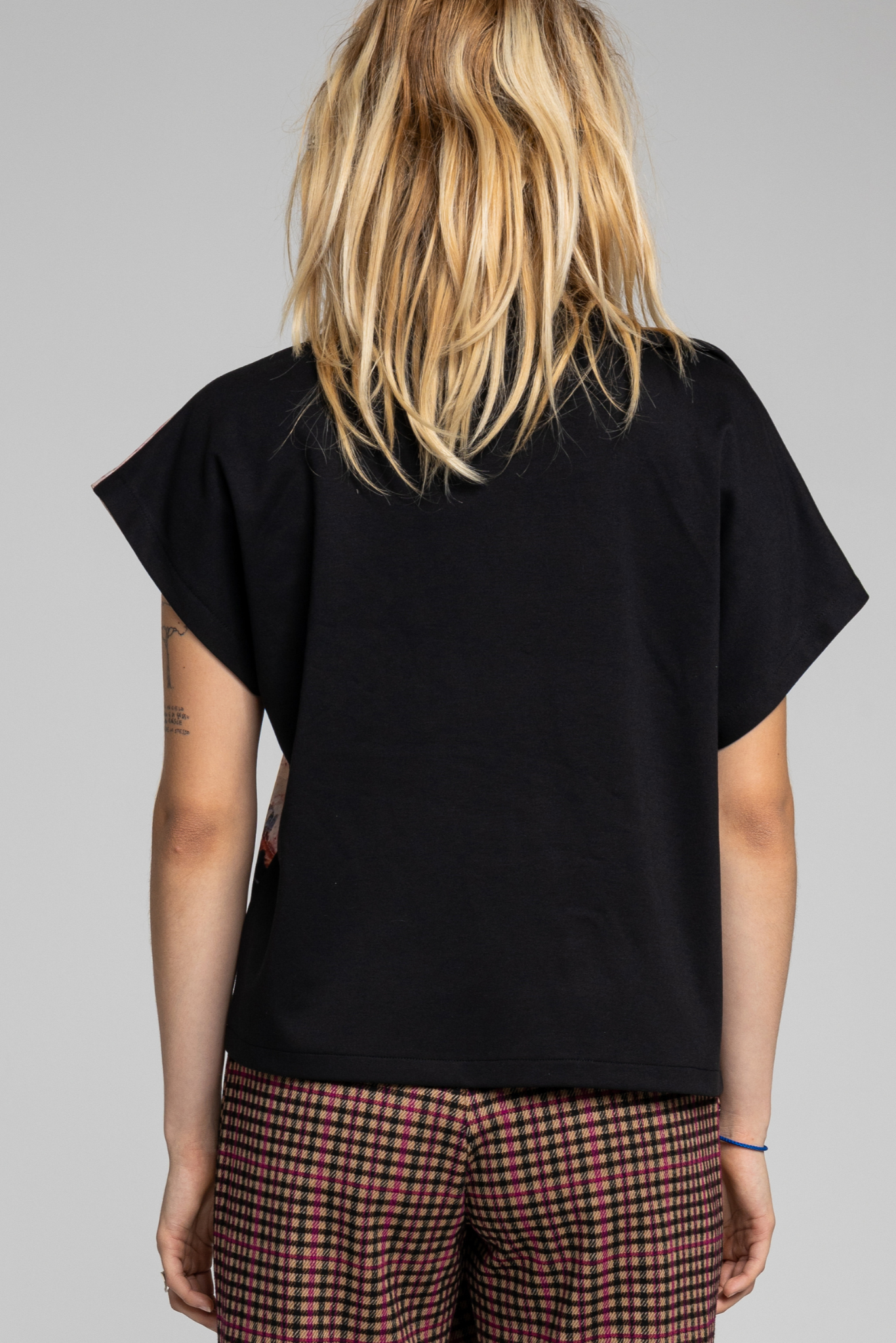 unique printed top with plain back back