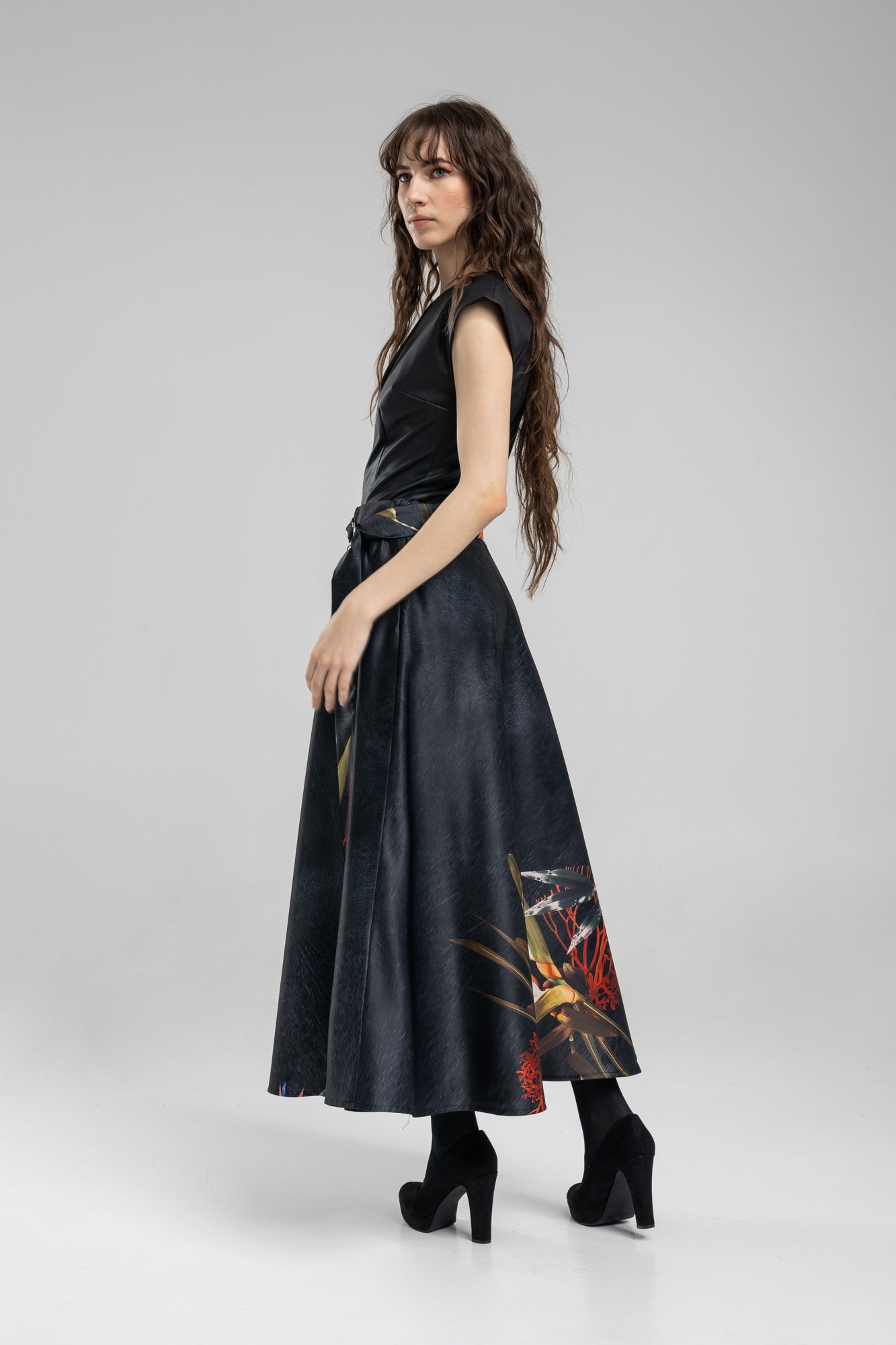Maxi skirt with feminine a-line silhouette