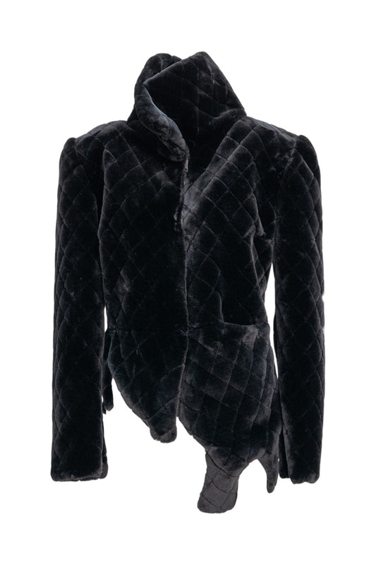 faux fur coat with asymmetric finish