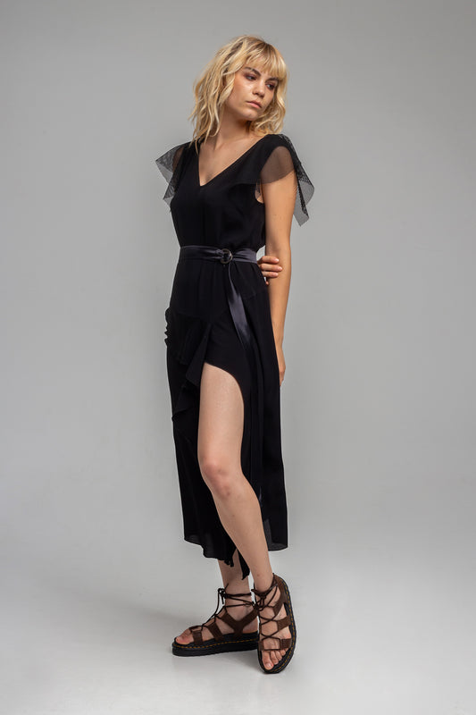 mesh frill maxi dress artista budapest