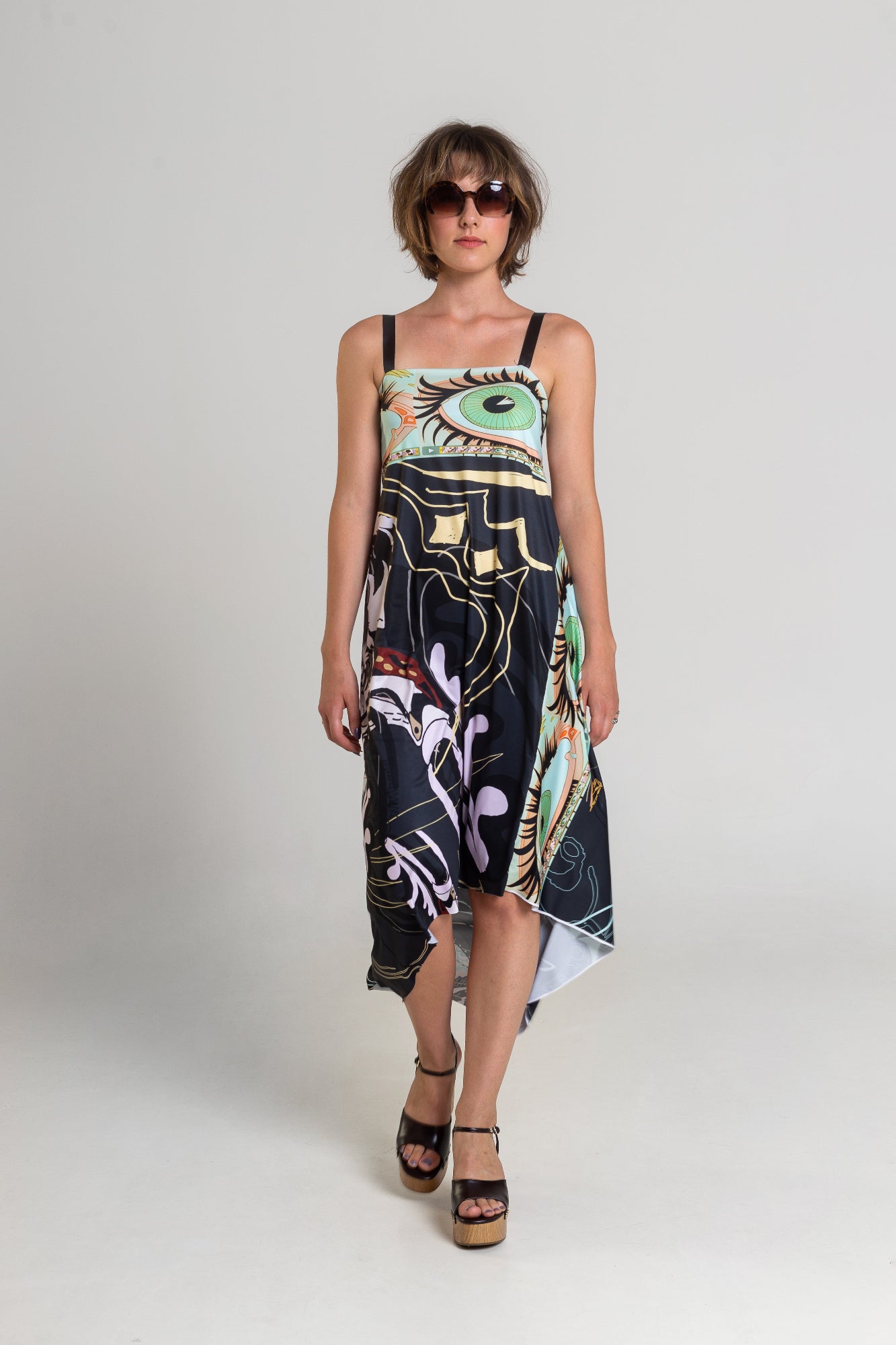 midi asymmetric cut dress artista budapest