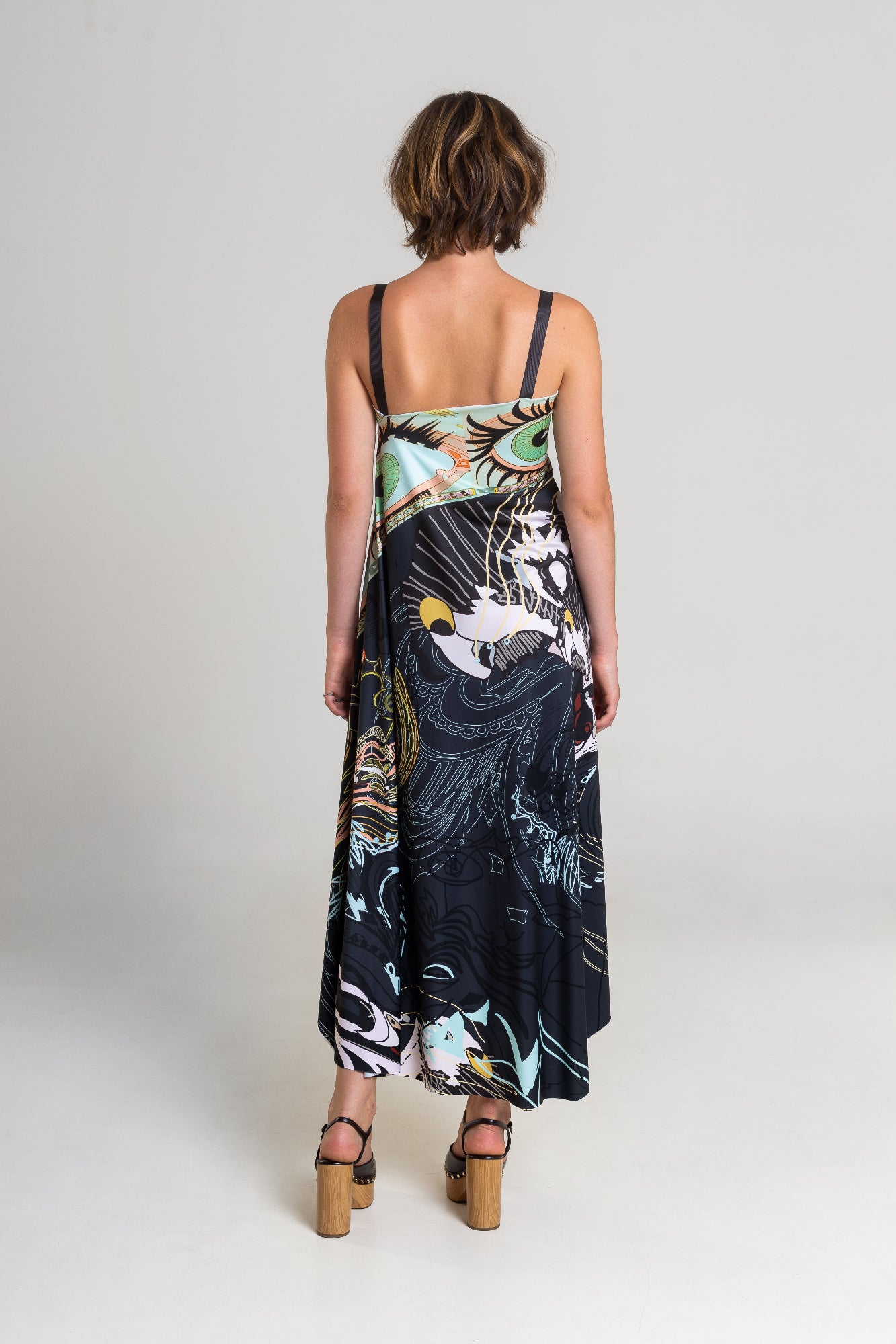 midi asymmetric cut dress made of stretchy jersey fabric artista budapest