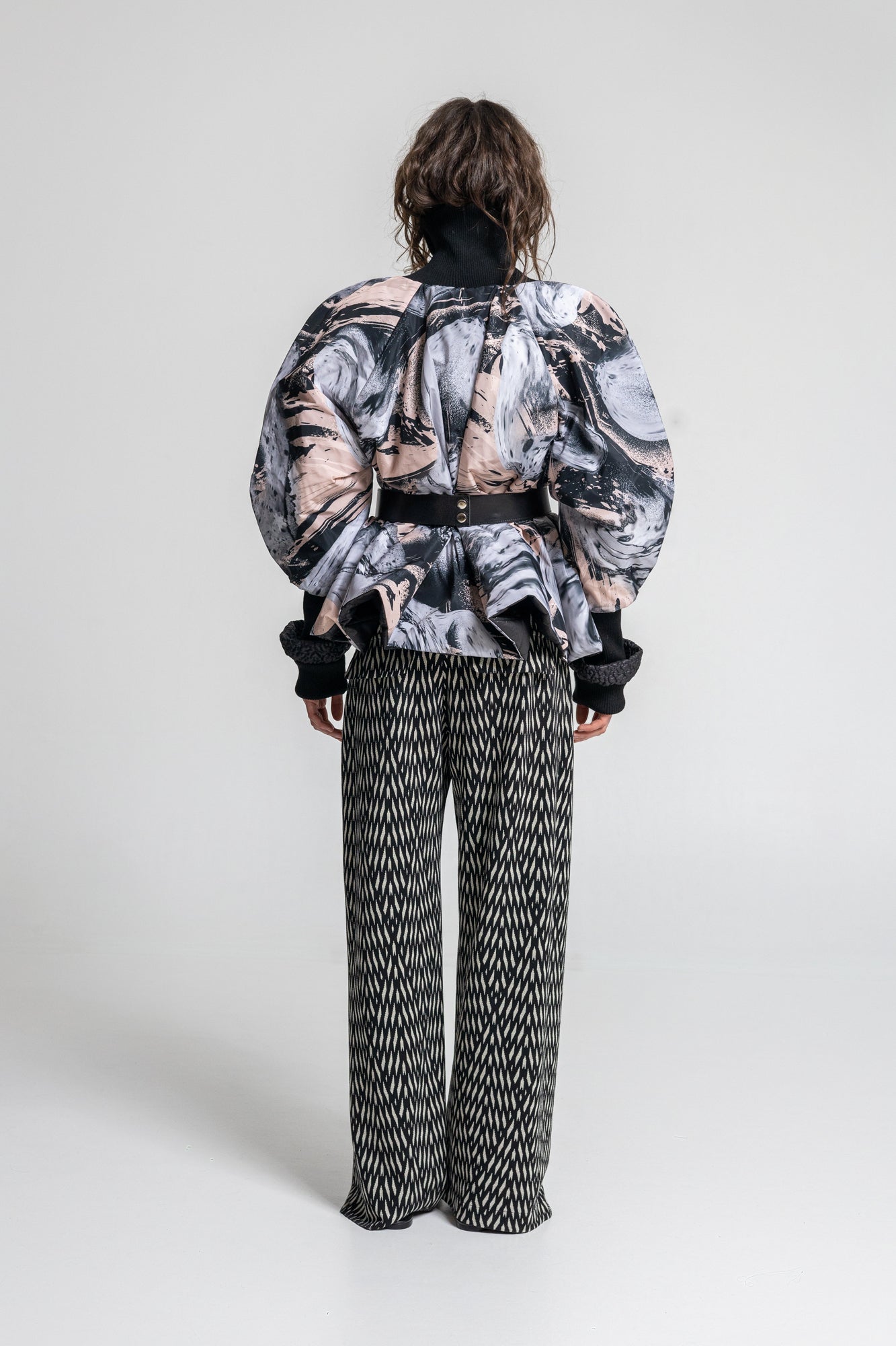 puffy quilted jacket with outstanding bell shape