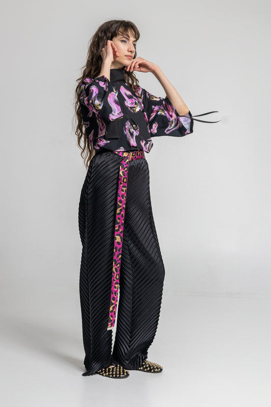 Rose Crystal High Neck Blouse