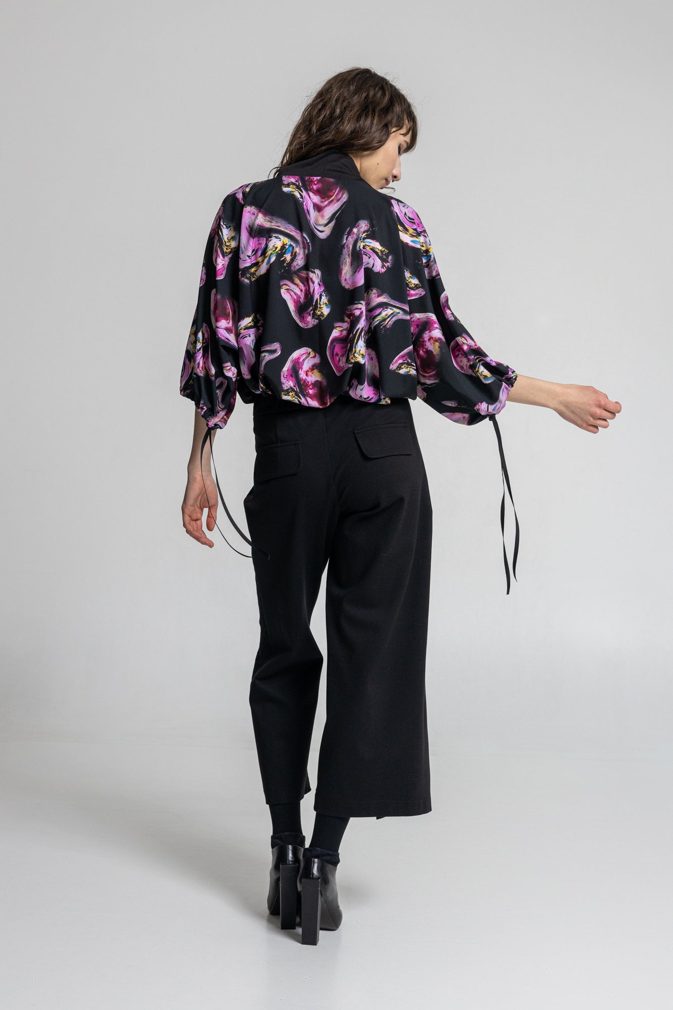Rose Crystal High Neck Blouse